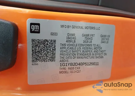 2023 Chevrolet Corvette Stingray Rwd 2Lt from USA, damaged, VIN 1G1YB2D40P5125611